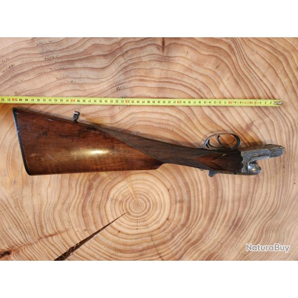 Fusil juxtapos� Emil Kerner cal 12, crosse anglaise, platines argent incrustations i�vres et biches