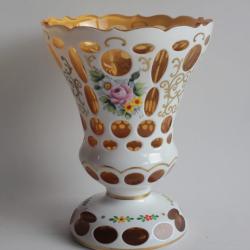 Vase overlay cristal de Boh&ecirc;me Fleurs