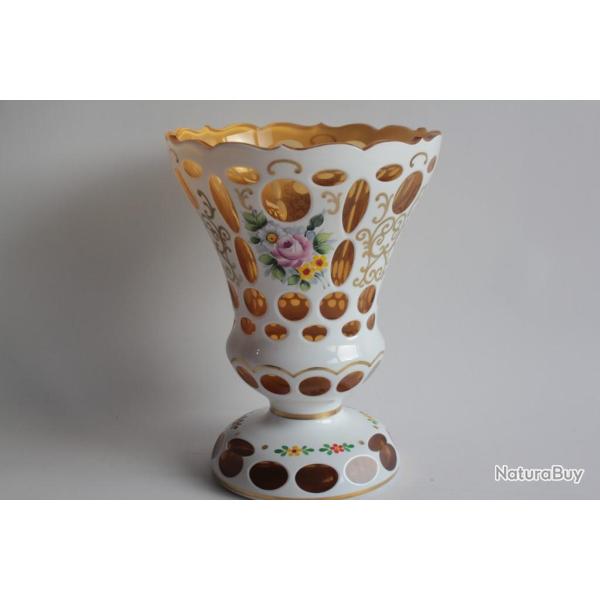 Vase overlay cristal de Boh�me Fleurs