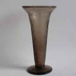 VERAM&Eacute; Vase verre fum&eacute; Verrerie d'Art de Metz Art d&eacute;co