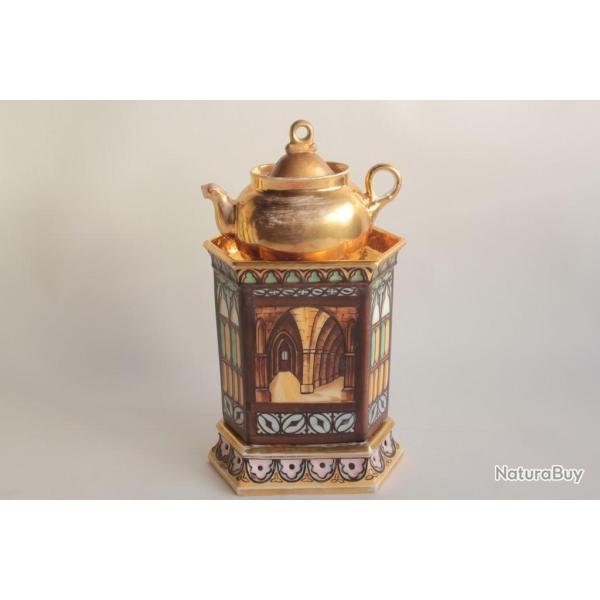 Tisani�re porcelaine lithophanie Cath�drale n�ogothique