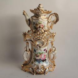 Tisani&egrave;re porcelaine Fleurs XIXe si&egrave;cle
