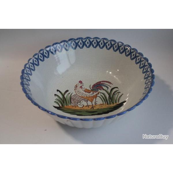 Ancien plat creux fa�ence Coq