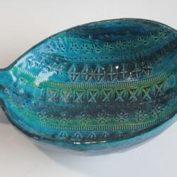 Coupe Cendrier c&eacute;ramique bleu Aldo LONDI Bitossi Blue Rimini Italie