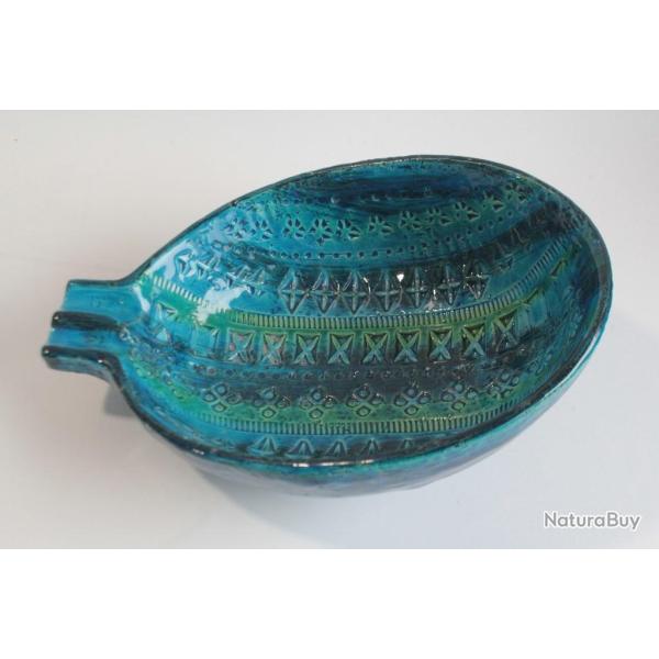 Coupe Cendrier c�ramique bleu Aldo LONDI Bitossi Blue Rimini Italie