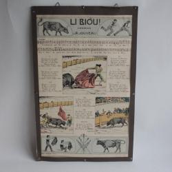 Affiche lithographi&eacute;e chanson Li Biou A. Jouveau par L&eacute;o L&eacute;l&eacute;e
