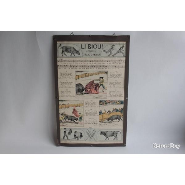 Affiche lithographi�e chanson Li Biou A. Jouveau par L�o L�l�e