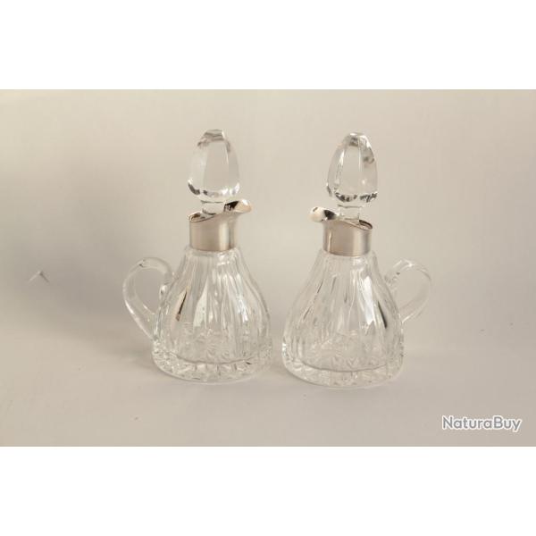 Huilier vinaigrier cristal et argent