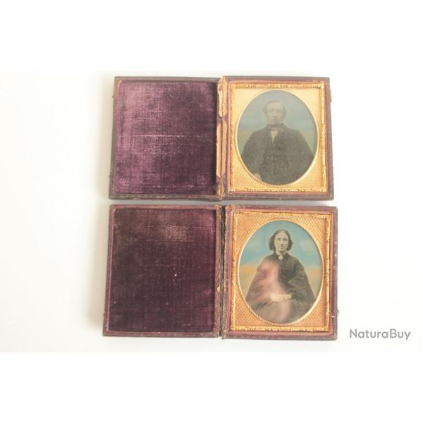 Photographies Ambrotypes XIXe si�cle Couple portrait Homme Femme