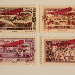 Timbres Grand Liban Aviation 1926 surtaxe secours aux r&eacute;fugi&eacute;s