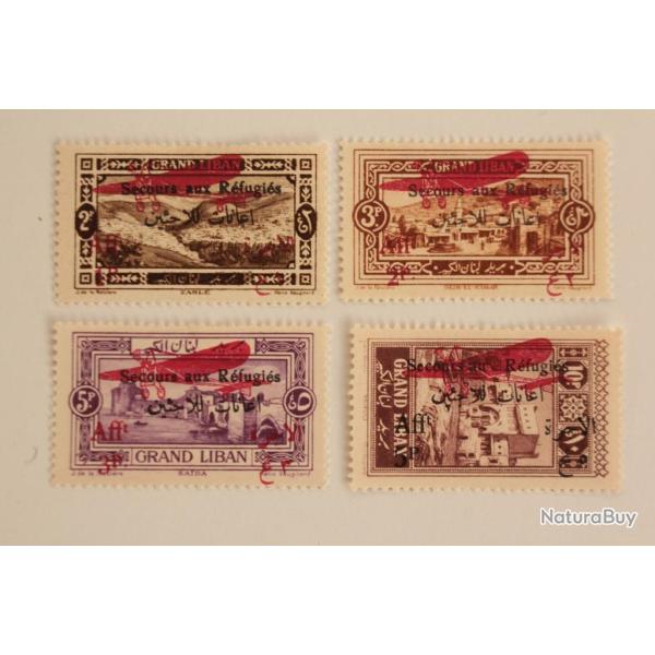 Timbres Grand Liban Aviation 1926 surtaxe secours aux r�fugi�s