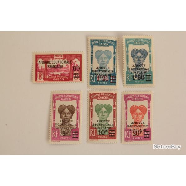 Timbres Gabon type 1910-18 surcharge neufs
