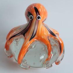 Presse-papier Pieuvre verre sulfure Murano
