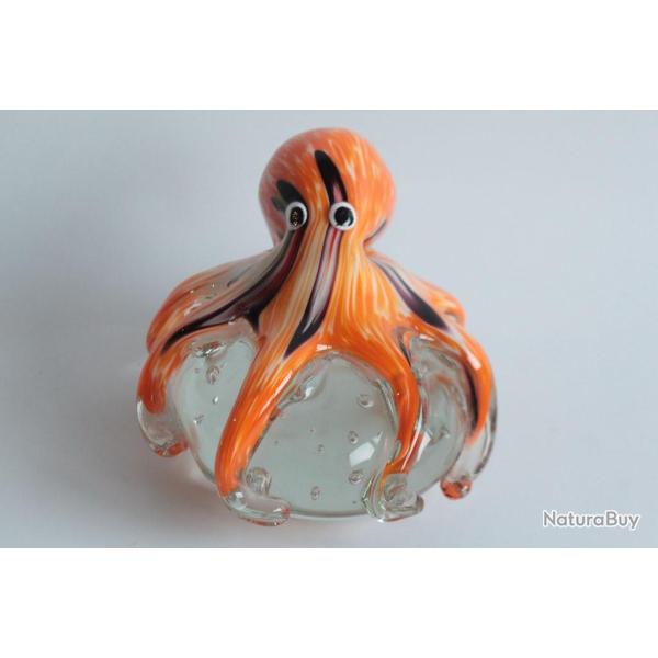 Presse-papier Pieuvre verre sulfure Murano