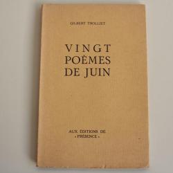 Gilbert TROLLIET envoi d&eacute;dicace Vingt po&egrave;mes de Juin 1934