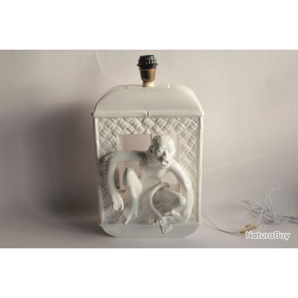 Pied de lampe c�ramique Singe Italie
