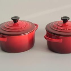 LE CREUSET 2 Cocottes miniatures c&eacute;ramique 10 cm