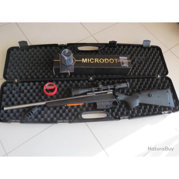 TIKKA T3X CTR Inox Gaucher ,cal.308 + lunette 6-24 x 50 + frein de bouche, �tat neuf, malette..