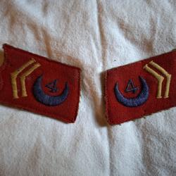 Paire de pattes de col 4 &egrave;me Spahis WW2 1886 1957 troupes d Afrique