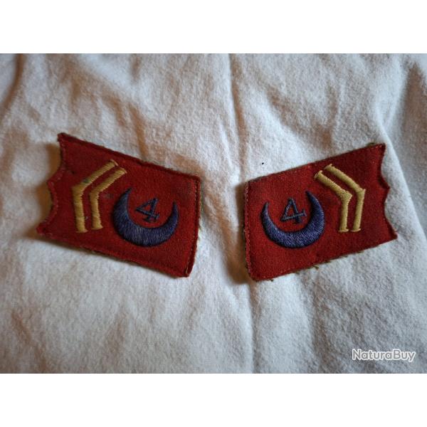 Paire de pattes de col 4 �me Spahis WW2 1886 1957 troupes d Afrique