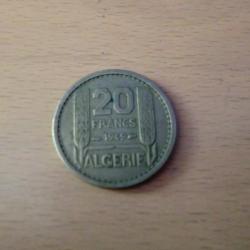 monnaie 20 francs alg&eacute;rie  1949