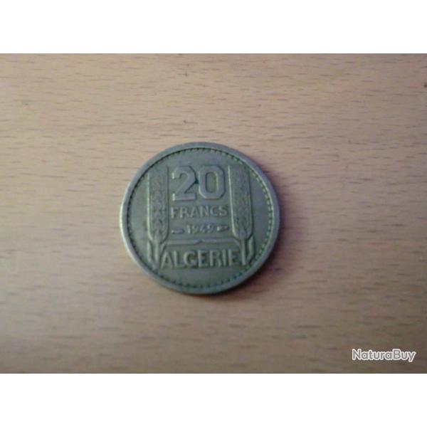monnaie 20 francs alg�rie  1949