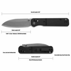 Couteau Miguron Pinam Lame Acier 14C28N Manche Aluminium Noir Cross-Bar Lock MGR826ABK