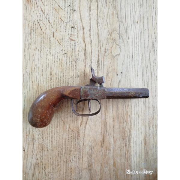 Pistolet ancien juxtapos� 2 canons, marquage poin�on st etienne
