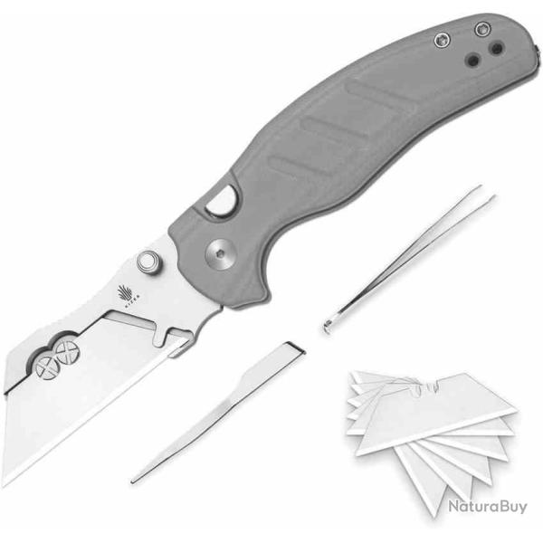 Couteau Kizer Sheepdog C01C Uti-1 Lame Interchangeable Manche G10 Gris Liner Lock KIV348829JSA1