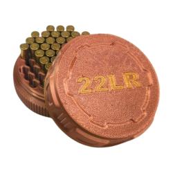 Bo&icirc;te &agrave; munitions 22LR, cuivre ros&eacute; et dor&eacute;e robuste design et pratique. Empilable. Vendue vide.