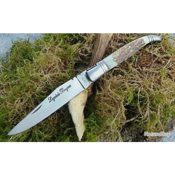 Couteau laguiole bougna XL - v�ritable manche en cerf - acier 1421 - neuf