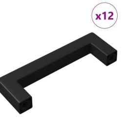 Poign&eacute;e meuble fer noir 110x12x36 mm finition mate durable lot de 12
