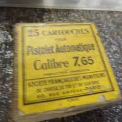 1 boite SFM 7,65 perc&eacute;es 7.65 32 acp + 25 munitionsSFM neutralis&eacute;es vid&eacute;es perc&eacute;es percut&eacute;es jaune