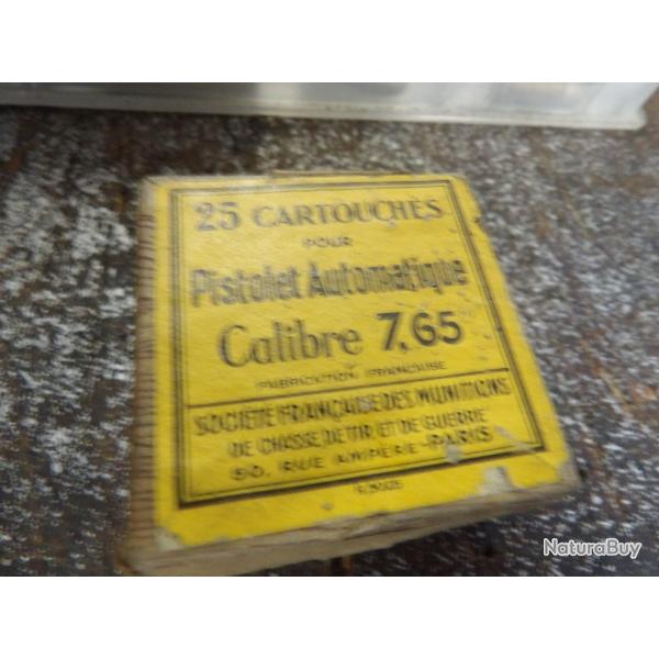 1 boite SFM 7,65 perc�es 7.65 32 acp + 25 munitionsSFM neutralis�es vid�es perc�es percut�es jaune