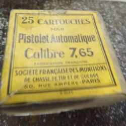 1 boite SFM jaune 7,65 perc&eacute;es 7.65 32 acp + 25 munitionsSFM neutralis&eacute;es vid&eacute;es perc&eacute;es percut&eacute;es
