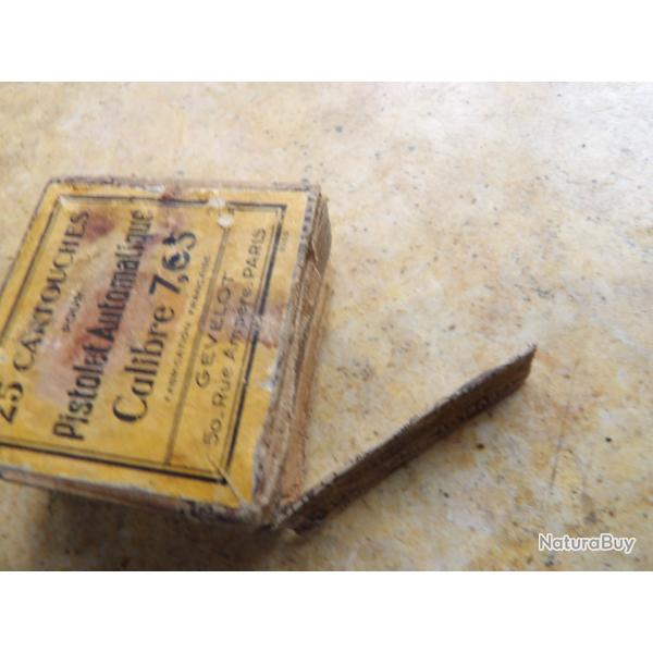 1 boite Gevelot 7,65 perc�es 7.65 32 acp + 25 munitionsSFM neutralis�es perc�es percut�es � recoller
