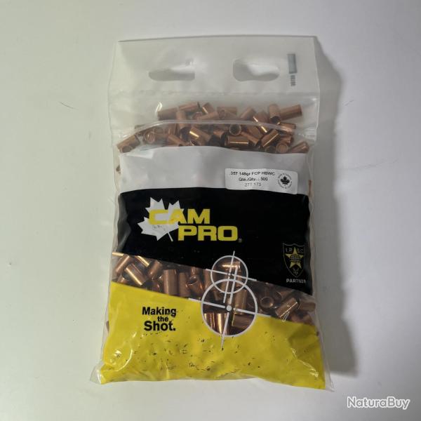 Cam Pro Ogives Plomb Cuivre FCP 38 HB WC 148gr diam�tre .357 x500