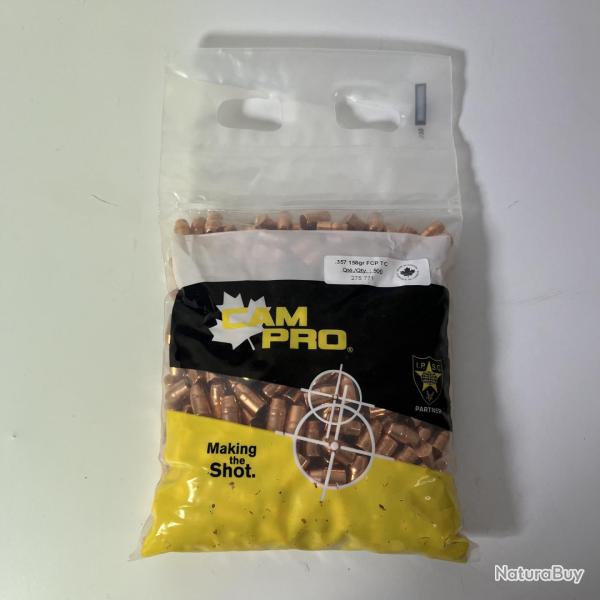 Cam Pro Ogives Plomb Cuivre FCP 38 TC 158gr diam�tre .357 x500