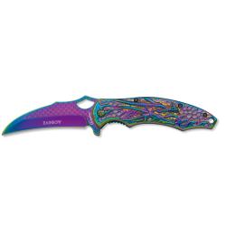 Couteau  t&ecirc;te de Dragon  lame de  9.20  &laquo; RAINBOW  &raquo; couleur Arc en Ciel