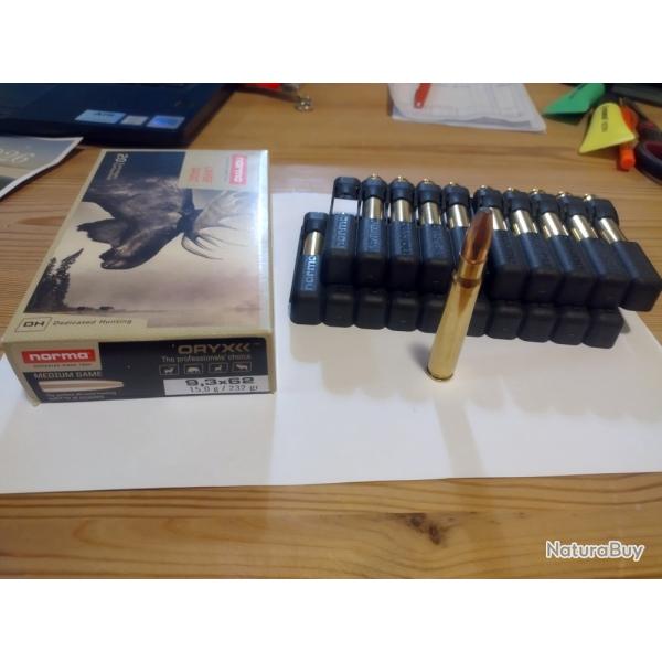 Boite de 20 Balles Neuves Norma Oryx 9.3*62 15g 232 gr