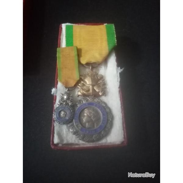 M�dailles militaires 1870 ordonnance + miniature dans �crin d'origine