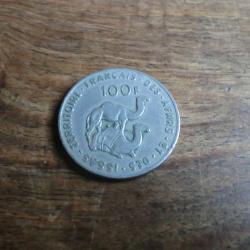 monnaie 100 F territoire fran&ccedil;ais des afars & issas 1975