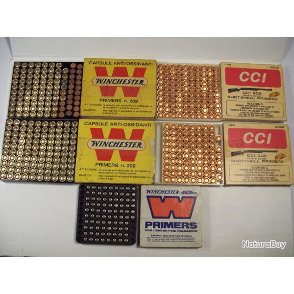 lot de 5 boites de capsules winchester et CCI 209