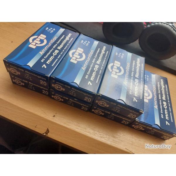 200 Douilles 7-08 Rem Partizan Tir�e une fois