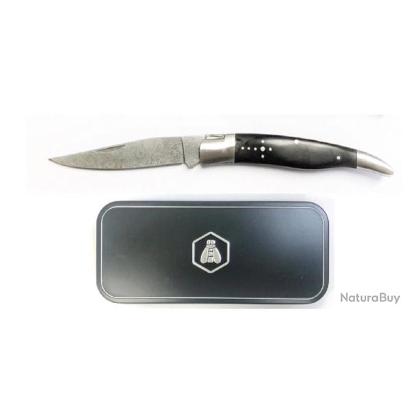 Couteau Laguiole pliant - Manche Bois de Pakka Noir - Bo�te M�tal