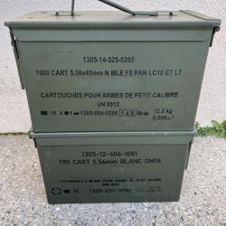 Lot de 2 caisses &agrave; munitions vides kaki