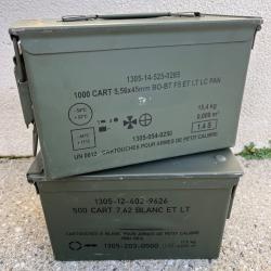 Lot de 2 caisses &agrave; munitions vides vertes