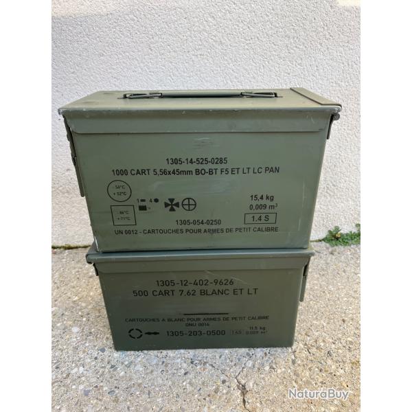 Lot de 2 caisses � munitions vides en m�tal