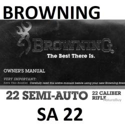 notice carabine BROWNING SA22 22LR - VENDU PAR JEPERCUTE (m2694)