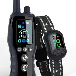 Collier de Dressage Chien +T&eacute;l&eacute;commande Port&eacute;e jusqu'&agrave; 1 050 m &Eacute;tanche IPX7 4 Modes d'Entra&icirc;nement